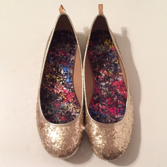 Faded Glory | Shoes | Faded Glory Gold Glitter Flats Size 4 | Poshmark